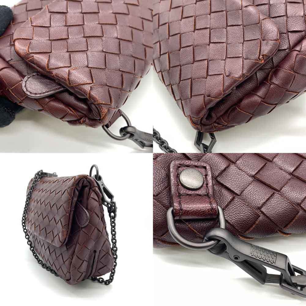 Bottega Veneta Bag Intrecciato Chain Shoulder Reddish Brown Pochette Crossbod... - Picture 3 of 6